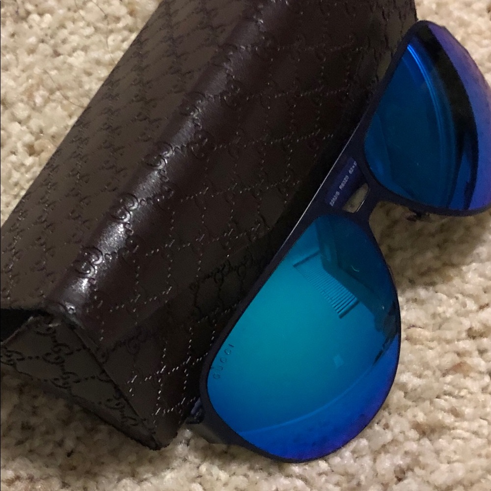 Gucci Navy Blue Men’s Aviator Sunglasses
